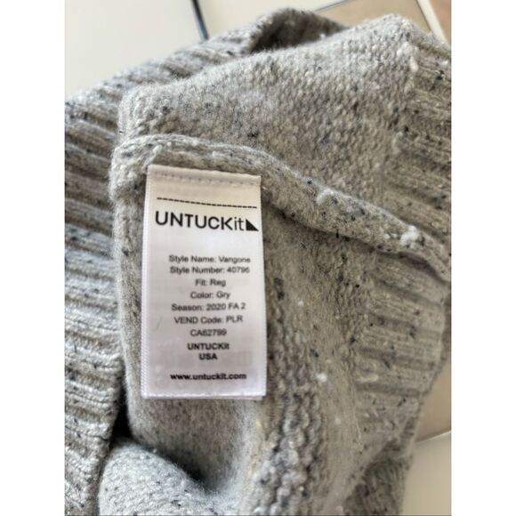 UNTUCKit Vangone Sweater Mens Size Large Lambswool Blend Gray Pullover Mock Neck - Picture 3 of 11